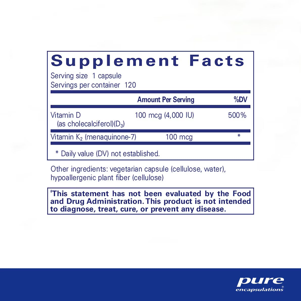 Pure Encapsulation Vitamin D3 & K2