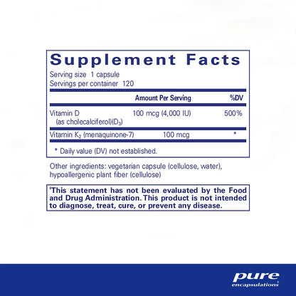 Pure Encapsulation Vitamin D3 & K2